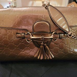 GG Shine Guccissima Medium Emily Chain Shoulder Bag Maple Brown